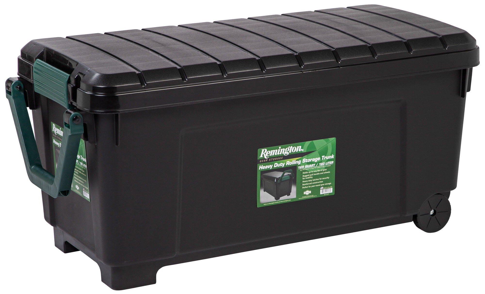 Remington 42 Gal Black Plastic Rolling Storage Trunk with Handle