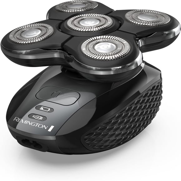 REMINGTON Balder Pro XR7000 Men's Cordless Electric Head Shaver, 5 Dual Track Rotary Heads, Wet & Dry, Rechargeable, Black
