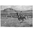thumbnail image 1 of Remington Cowboy 1888. N'The Round-Up.' Wood Engraving 1888 After A Drawing By Frederic Remington. Print, 1 of 1