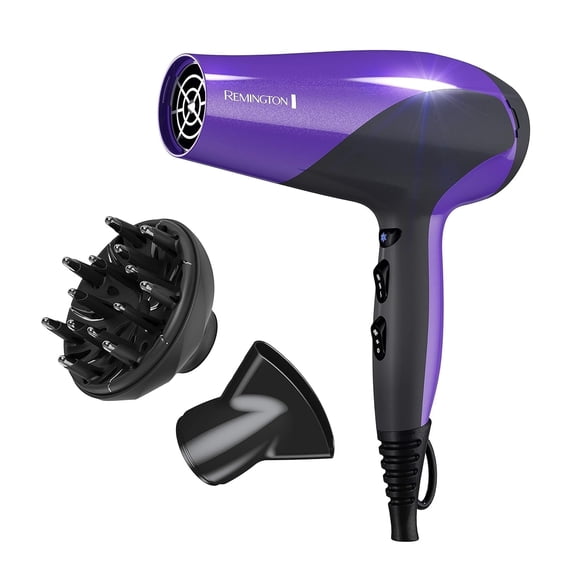 Remington Damage Protection Hair Dryer with Ceramic + Ionic + Tourmaline Technology, Purple, 3 Piece Set