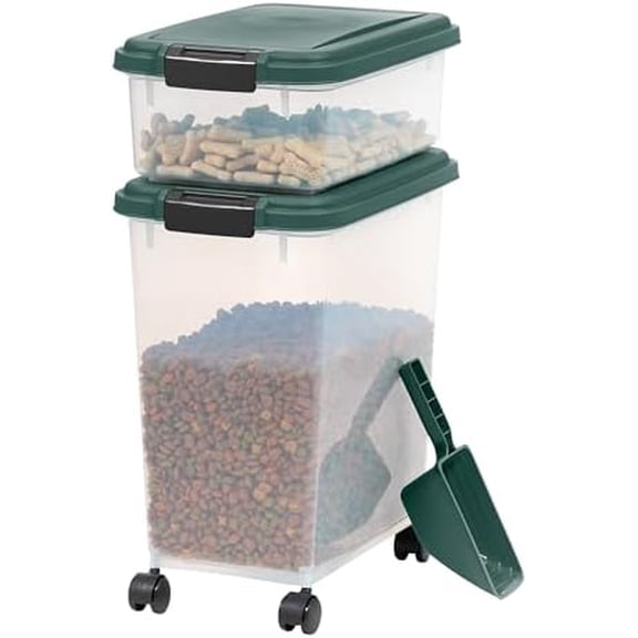Remington Dog Food Storage Container, 30 lbs, 11 lbs, Airtight, Stackable, Wheels, Food Storage, Treat Box, 2-Cup Scoop