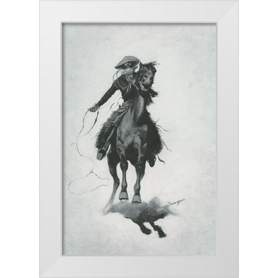 Remington, Frederic 11x14 White Modern Wood Framed Museum Art Print Titled - The Cow Puncher-Sketch