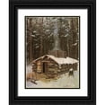 thumbnail image 1 of Remington, Frederic 12x14 Black Ornate Wood Framed with Double Matting Museum Art Print Titled - Cabin in the Woods, 1 of 4