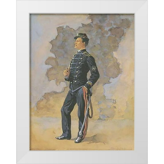 Remington, Frederic 12x14 White Modern Wood Framed Museum Art Print Titled - Lieutenant Engineer Battalion
