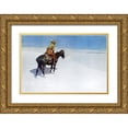 thumbnail image 1 of Remington, Frederic 14x11 Gold Ornate Wood Framed with Double Matting Museum Art Print Titled - The Scout Friends or Foes, 1 of 4