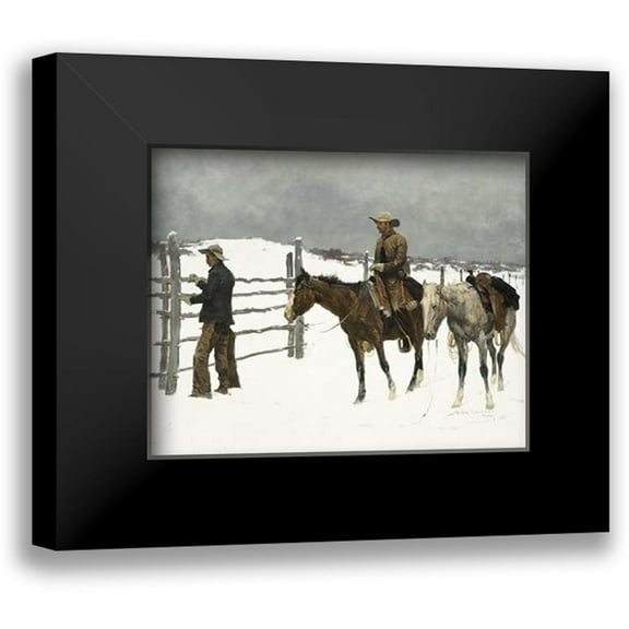 Remington, Frederic 14x12 Black Modern Framed Museum Art Print Titled - The Fall Of The Cowboy