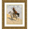 thumbnail image 1 of Remington, Frederic 15x18 Gold Ornate Wood Framed with Double Matting Museum Art Print Titled - The Blanket Signal, 1 of 4