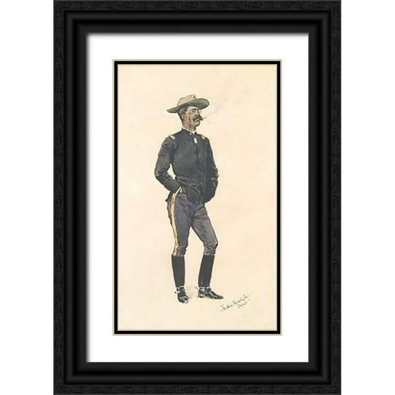 Remington, Frederic 16x24 Black Ornate Wood Framed with Double Matting Museum Art Print Titled - Lieutenant Hardie