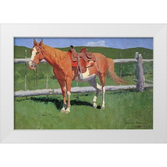 Remington, Frederic 18x13 White Modern Wood Framed Museum Art Print Titled - Horse Study-Wyoming