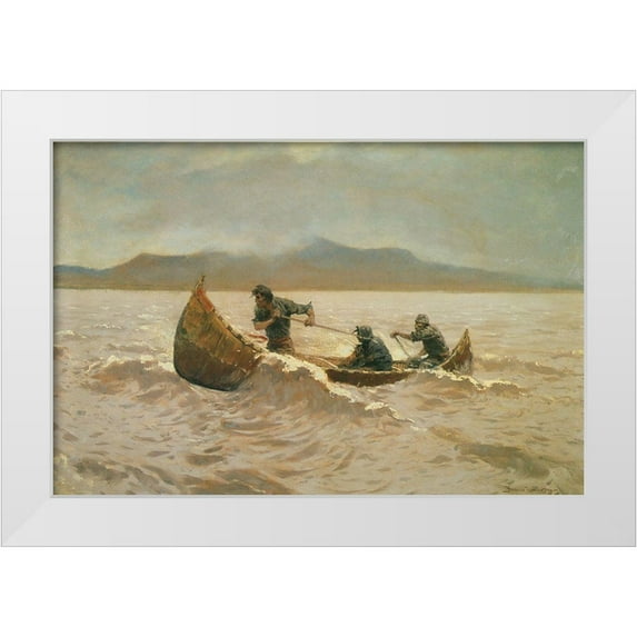 Remington, Frederic 18x13 White Modern Wood Framed Museum Art Print Titled - Howl of the Weather