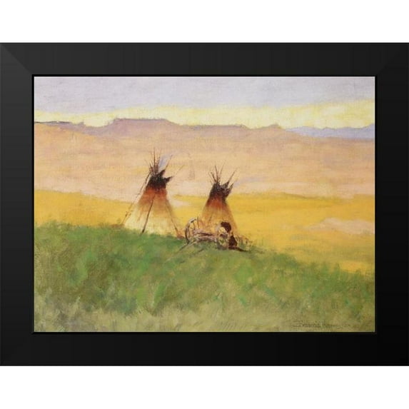Remington, Frederic 18x15 Black Modern Framed Museum Art Print Titled - Stormy Morning in the Badlands
