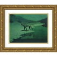 thumbnail image 1 of Remington, Frederic 18x15 Gold Ornate Wood Framed with Double Matting Museum Art Print Titled - Moonlight Wolf, 1 of 4