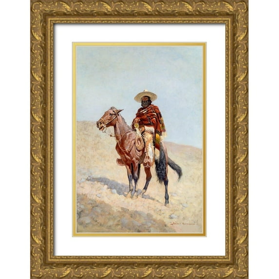 Remington, Frederic 18x24 Gold Ornate Wood Framed with Double Matting Museum Art Print Titled - A Mexican Vaquero