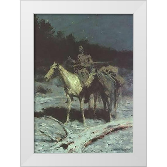 Remington, Frederic 18x24 White Modern Wood Framed Museum Art Print Titled - A Dangerous Country