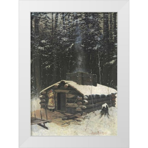Remington, Frederic 18x24 White Modern Wood Framed Museum Art Print Titled - Antoines Cabin