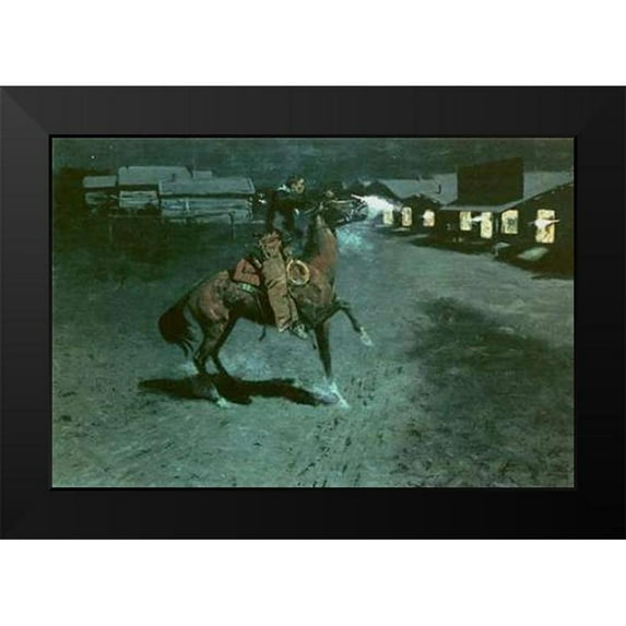 Remington, Frederic 24x17 Black Modern Framed Museum Art Print Titled - An Argument With The Town Marshal