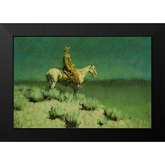 Remington, Frederic 24x17 Black Modern Framed Museum Art Print Titled - The Night Herder