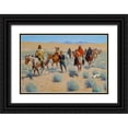 thumbnail image 1 of Remington, Frederic 24x17 Black Ornate Wood Framed with Double Matting Museum Art Print Titled - Missing, 1 of 4