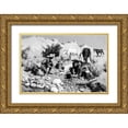 thumbnail image 1 of Remington, Frederic 24x17 Gold Ornate Wood Framed with Double Matting Museum Art Print Titled - Prospectors Making Frying-Pan Bread, 1 of 4