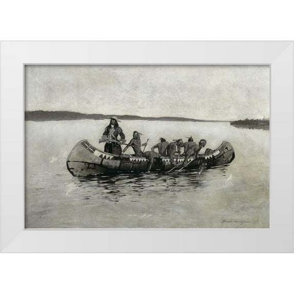 Remington, Frederic 24x17 White Modern Wood Framed Museum Art Print Titled - This Was a Fatal Embarkation