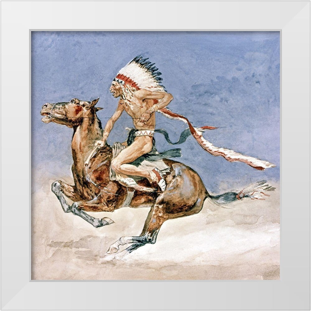 Remington, Frederic 26x26 White Modern Wood Framed Museum Art