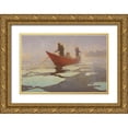 thumbnail image 1 of Remington, Frederic 32x23 Gold Ornate Wood Framed with Double Matting Museum Art Print Titled - River Drivers in the Spring Break-up, 1 of 4