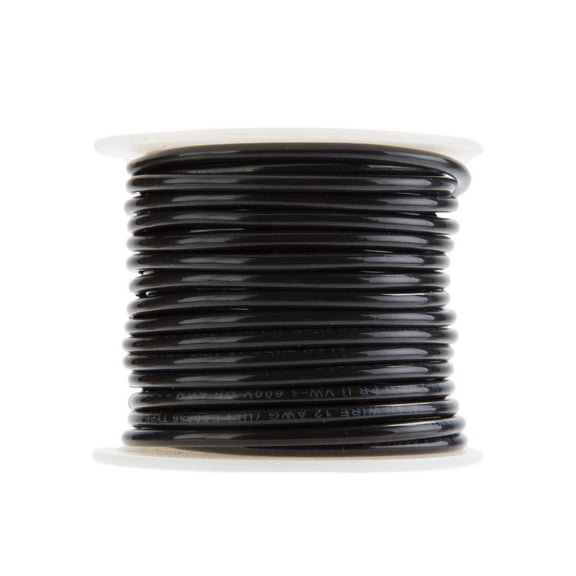 Remington Industries 14 AWG Solid THHN Building Wire, 600V, 100 ft Length, Black