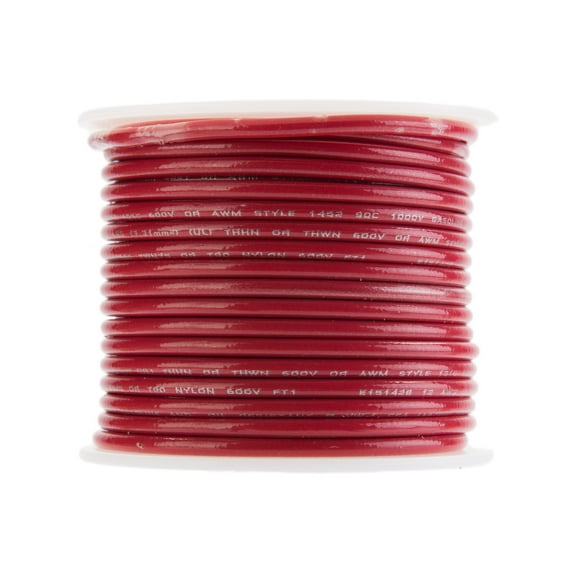 Remington Industries 14 AWG Solid THHN Building Wire, 600V, 100 ft Length, Red