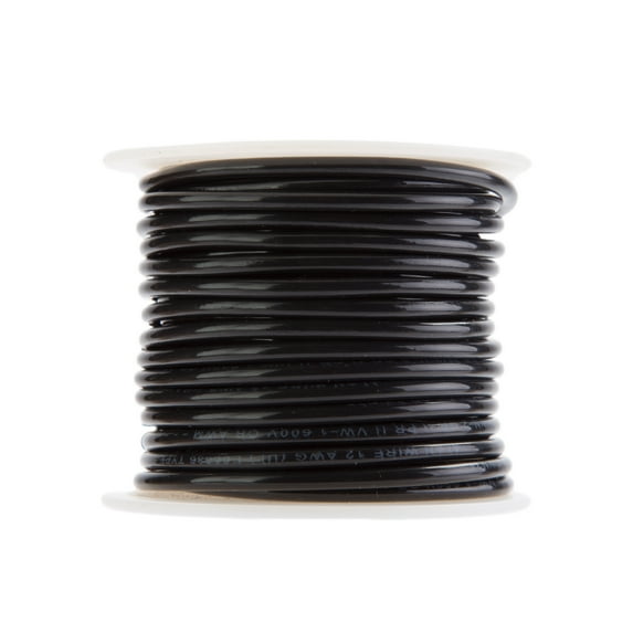 Remington Industries 14 AWG Stranded THHN Building Wire, 600V, 100 ft Length, Black