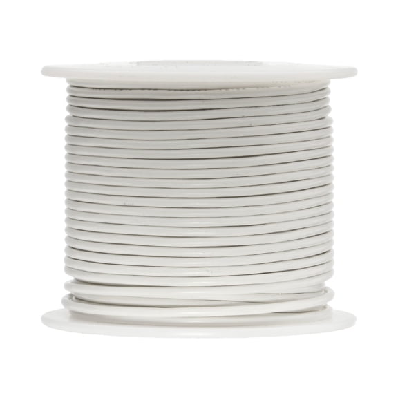Remington Industries 16 AWG Solid Hook-Up Wire, UL1007 300V, 100 ft Length, White