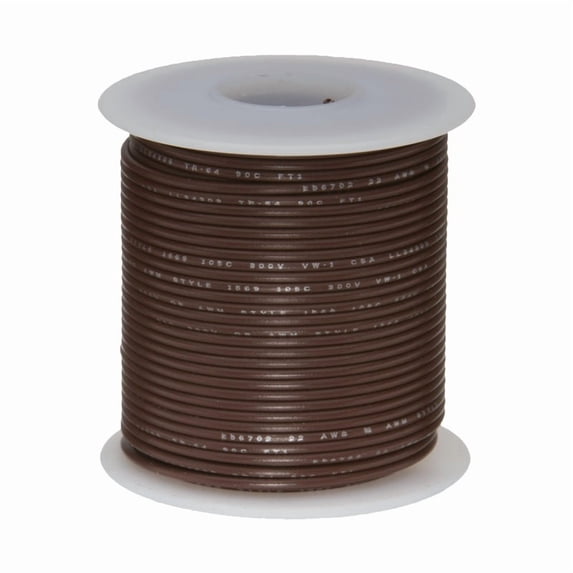 Remington Industries 20 AWG Solid Hook-Up Wire, UL1007 300V, 100 ft Length, Brown