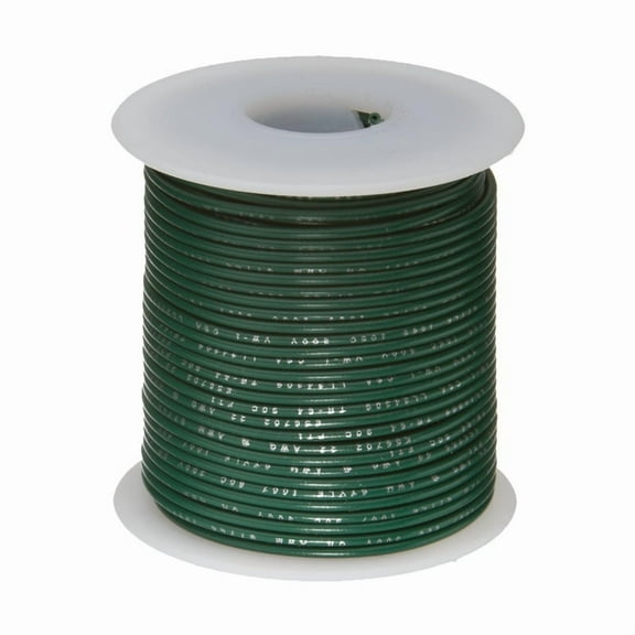 Remington Industries 20 AWG Solid Hook-Up Wire, UL1007 300V, 100 ft Length, Green