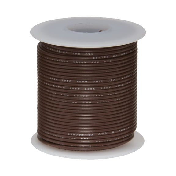 Remington Industries 20 AWG Stranded Hook-Up Wire, UL1007 300V, 100 ft Length, Brown