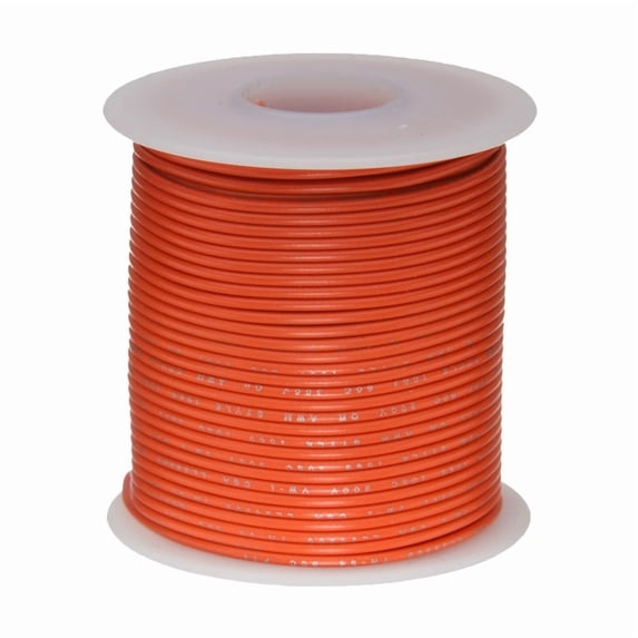 Remington Industries 22 AWG Stranded Hook-Up Wire, UL1007 300V, 25 ft Length, Orange
