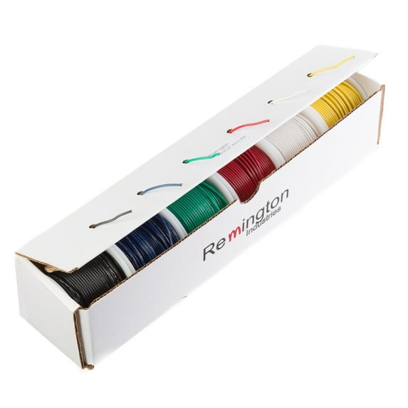 Remington Industries 24 AWG Solid Hook-Up Wire Kit, UL1007 300V, 100 ft Each, 6 Colors
