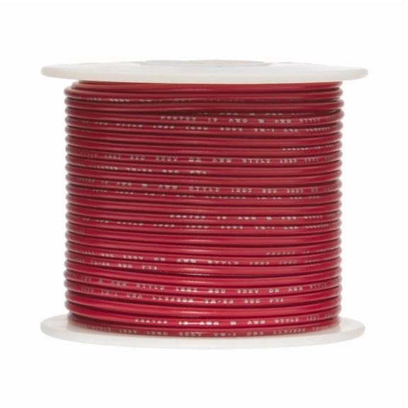 Remington Industries 24 AWG Solid Hook-Up Wire, UL1007 300V, 500 ft Length, Red