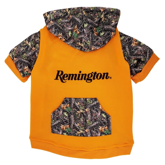 Remington Camo Logo Pet Hoodie for Dogs, Orange, Size XL