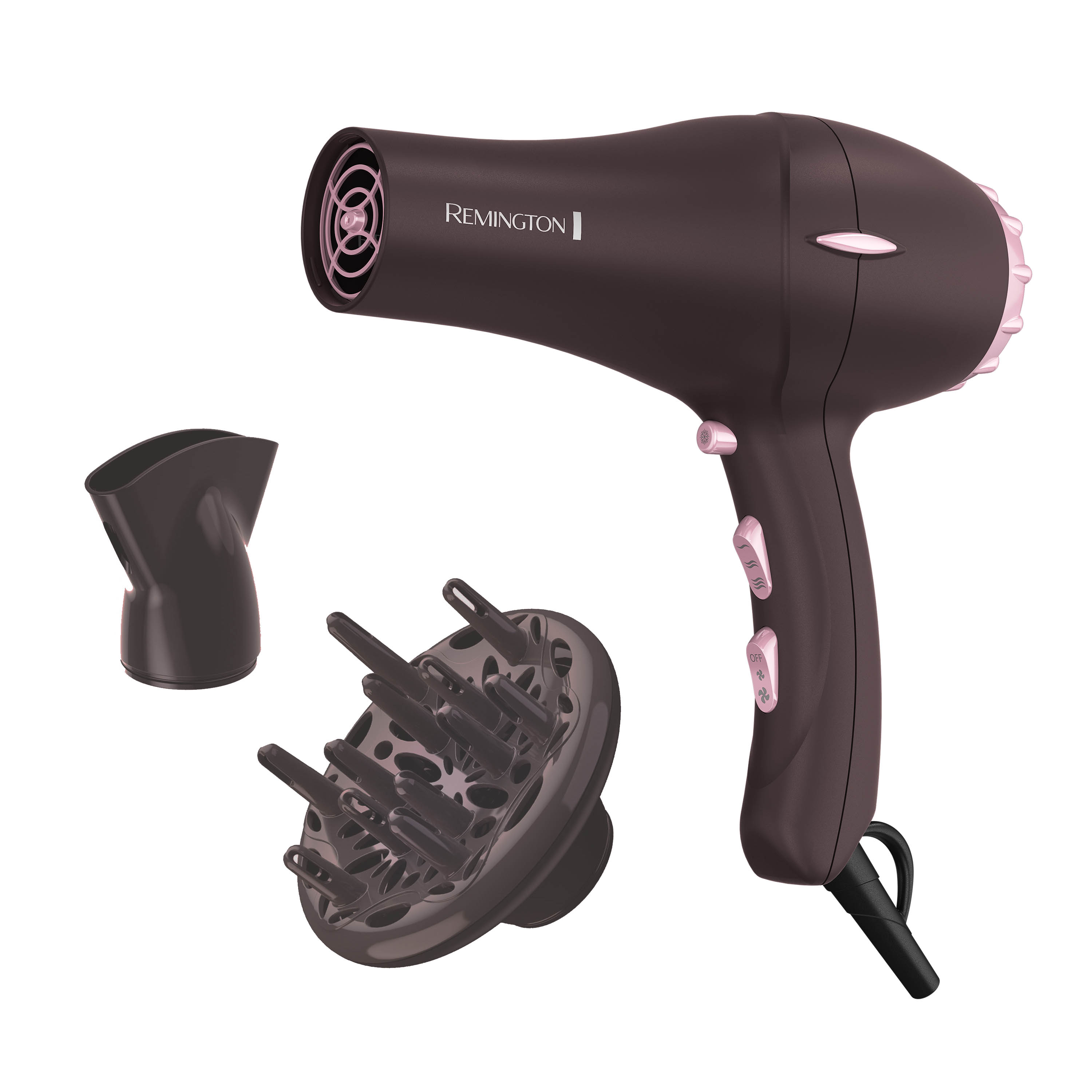 Remington Pro Pearl Soft Touch Professional Ceramic Hair Dryer with Concentrator and Diffuser, Ionic, 1875 Watts, Black - image 1 of 13