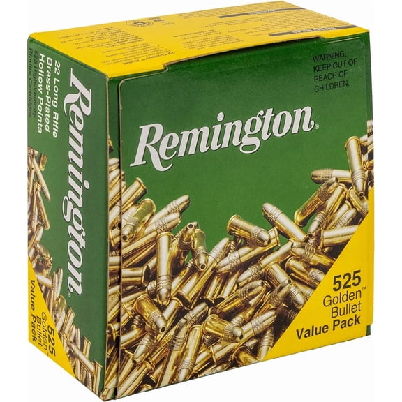 Remington 22 Golden Bullet, 22 LR, 36 gr, Plated Hollow Point, 1280 fps, 525 Count