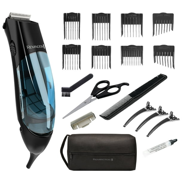 Remington Vacuum Trimmer and Hair Clipper, 18-Piece Vacuum Haircut Kit ...