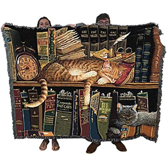 Remington The Well Read Blanket by Charles Wysocki - Gift for Cat Lovers - Tapestry Throw Woven from Cotton - Made in The USA (72x54)$$Home Decor, Kitchen, & Other