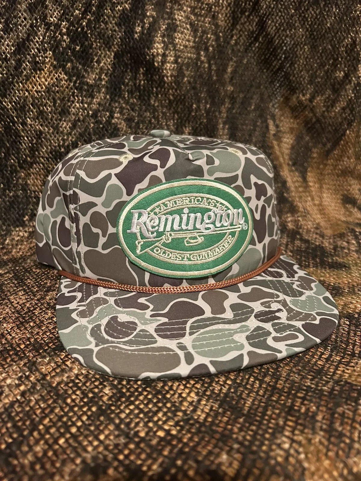 Hunting Patch Retro Camo Snapback Hat With Rope Brim - Made In USA