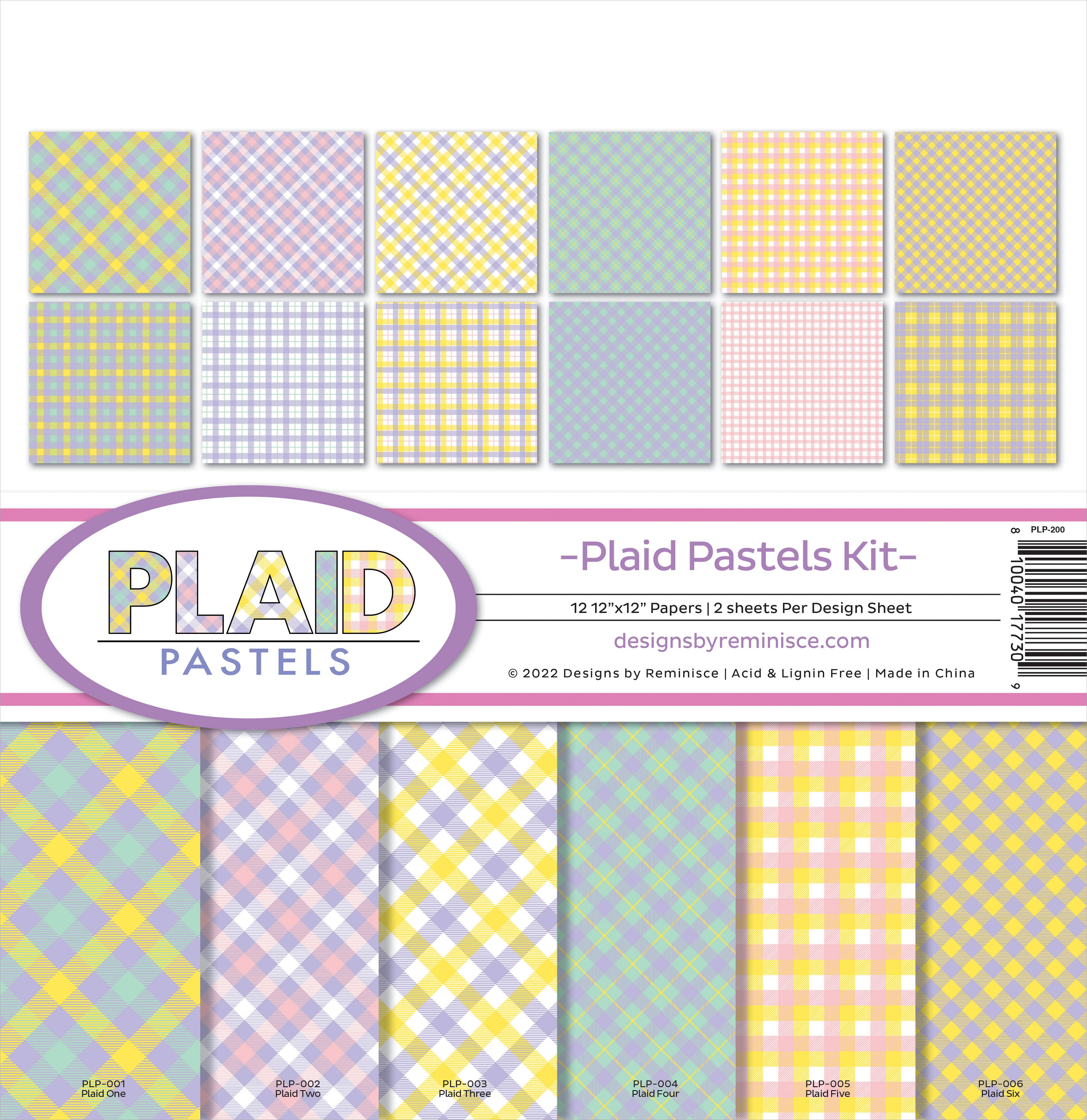 Reminisce Collection Kit 12"X12"Plaid Pastels