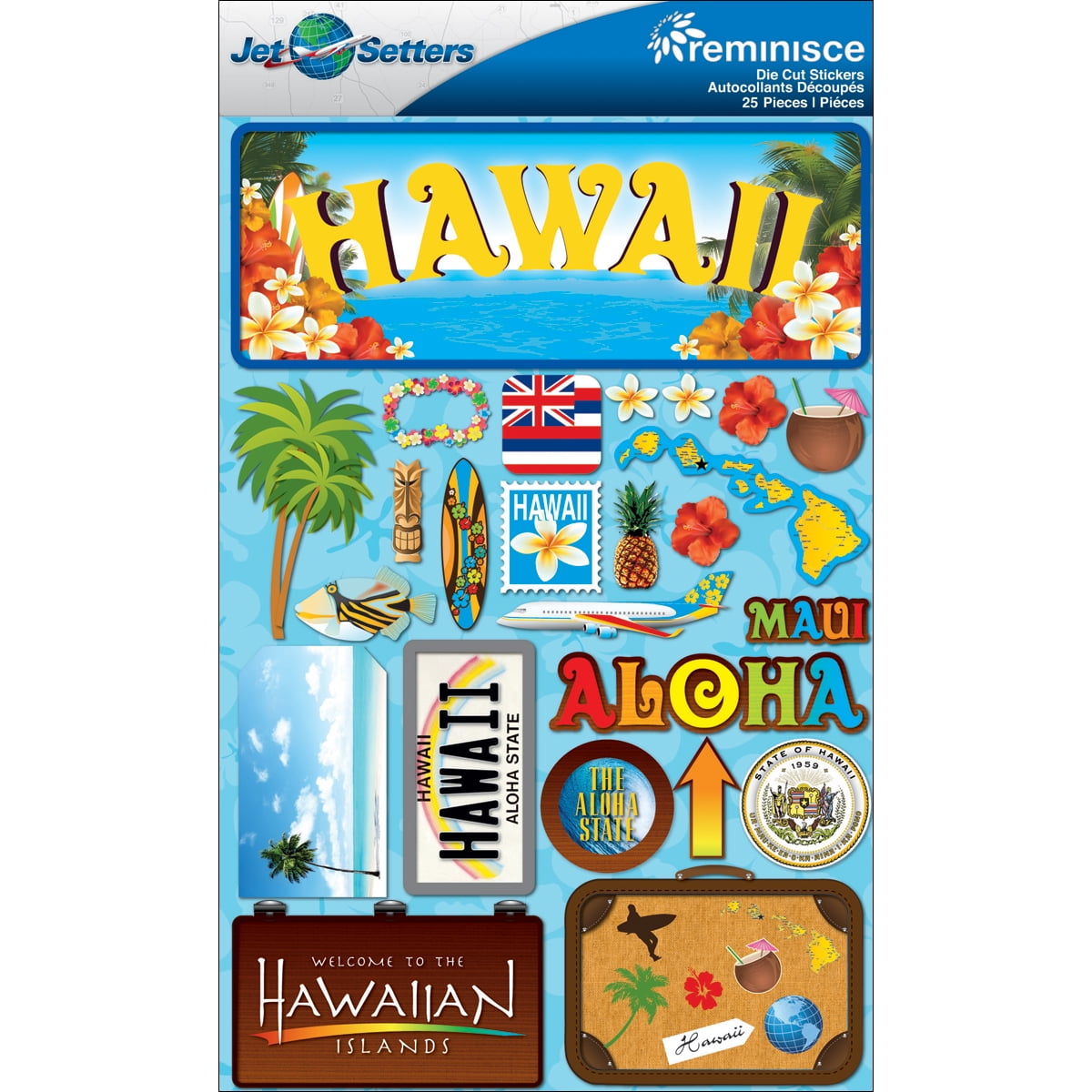 Reminisce Jet Setters State Dimensional Stickers 4.5"X7.5"-Hawaii
