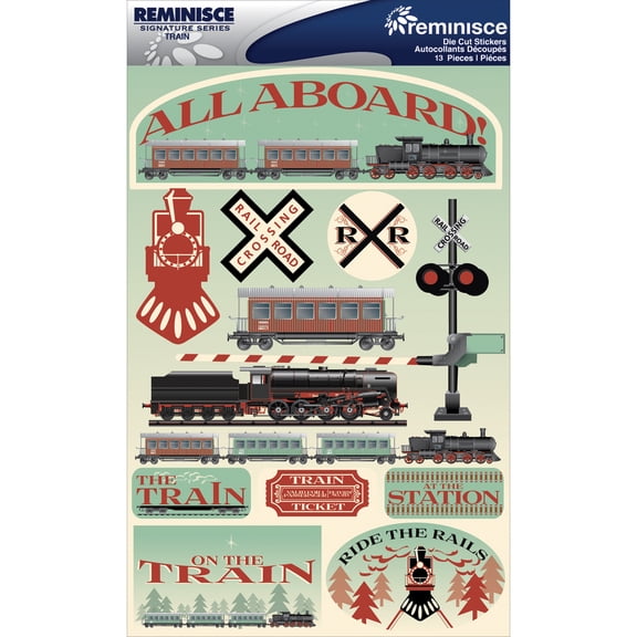 Reminisce Signature Series Dimensional Stickers 4.5"X6"-Train