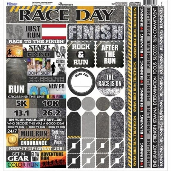 Reminisce TRUC-100 Running Cardstock Sticker, 12" by 12", Multicolor