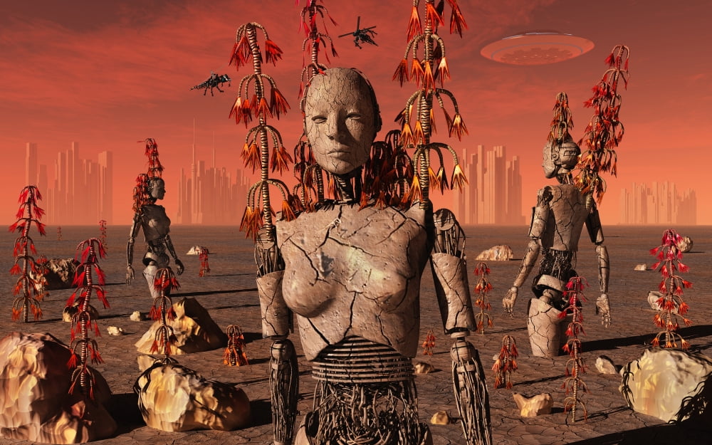 Remnants of an advanced Martian civilization Canvas Art - Mark StevensonStocktrek Images (36 x 23)