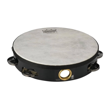 Remo Fiberskyn Tambourine (8", Quadura Black, Single Row)