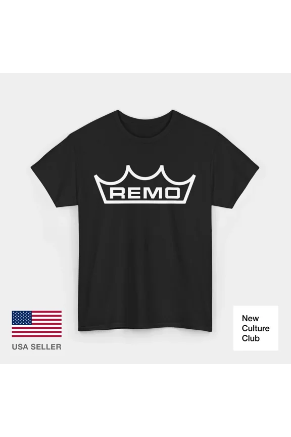 Remo Drums T Shirt USA Musical Percussion Black White Inspired Design Cotton Tee