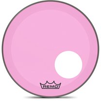 Remo Powerstroke P3 Colortone Pink Resonant Bass Drum Head with 5" Offset Hole 18 in.
